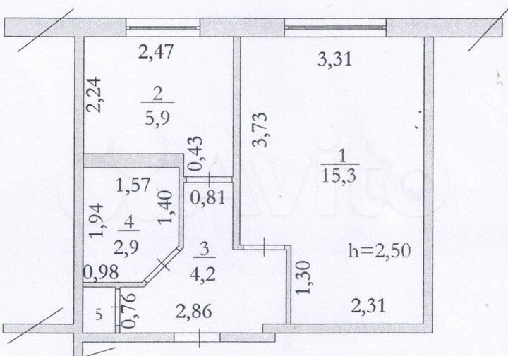 1-к. квартира, 30 м², 3/5 эт.