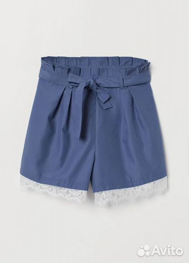 H&M Шорты с молнией с кружевами синие EUR 34 XS