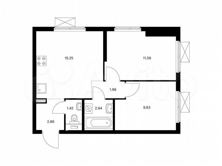 2-к. квартира, 45,9 м², 15/26 эт.