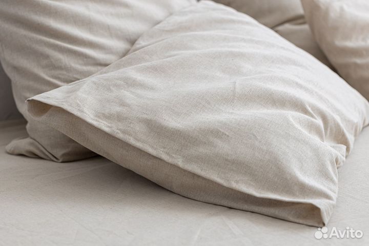 Постельное белье из льна евро однотонное