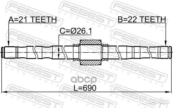 Полуось правая 21X689X22 nissan note UK make E1