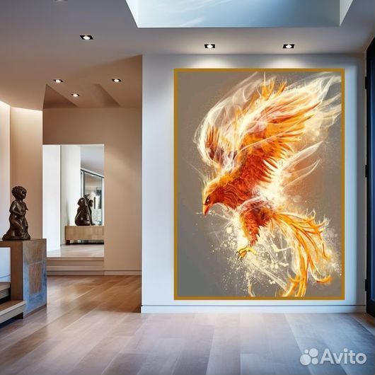 Картина маслом на холсте Золотой феникс