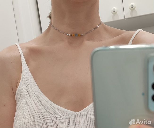 Чокер из стали и кристаллов Сваровски