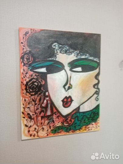 Картина абстракция, девушка