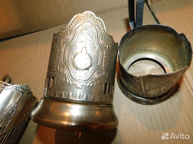 3 старинных, мельхиоровых подстаканника СССР