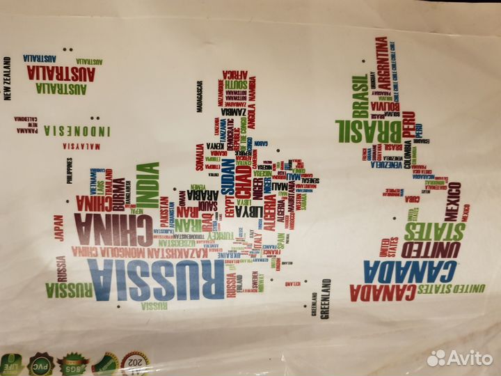 Карта мира наклейка на стену