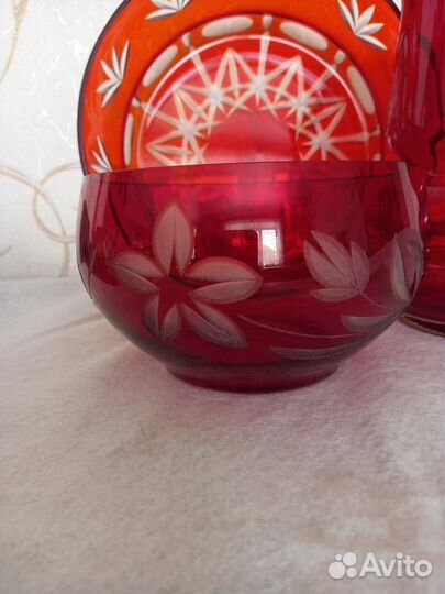 Салатники рубиновое красное стекло хрусталь