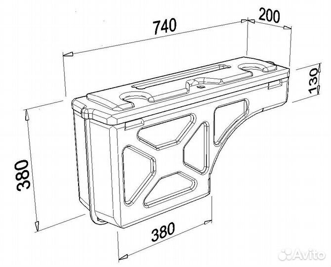 Бокс не поворотный в кузов пикапа (правый/левый) p