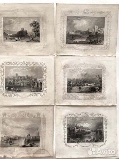 Темза река. Роскошные Старинные гравюры 1837г