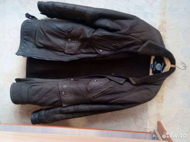 Кожаная куртка мужская коричневая зимняя