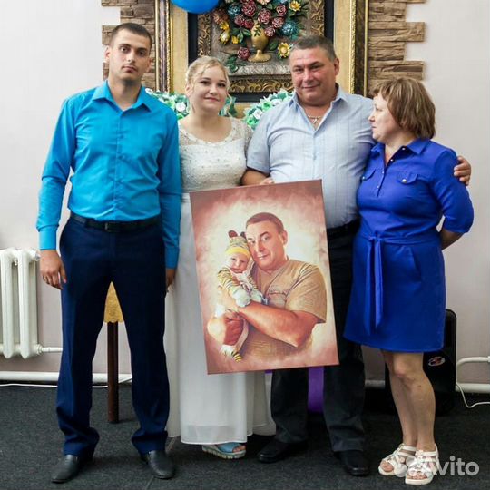Портрет по фото на холсте
