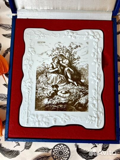 Панно мейссен Германия фарфор дама кавалер