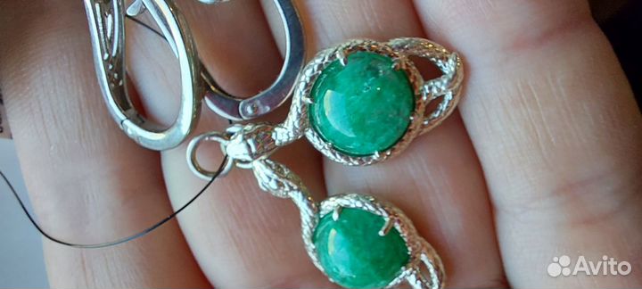 Серьги с уральскими изумрудами 7карат