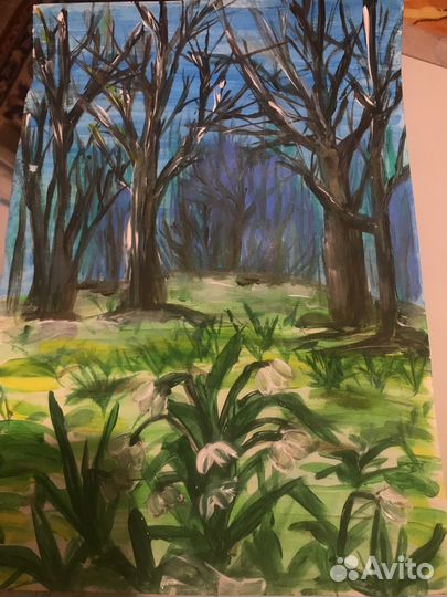 Рисунок Весна, 8 марта в школу и в сад