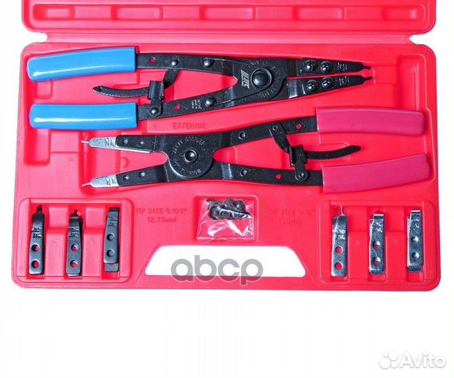 Набор щипцов 265 мм для стопорных колец с након