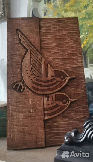 Картина панно из дерева Птички