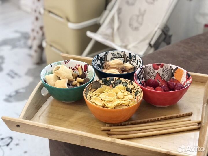 Керамические детские пиалы мишка заяц олень посуда