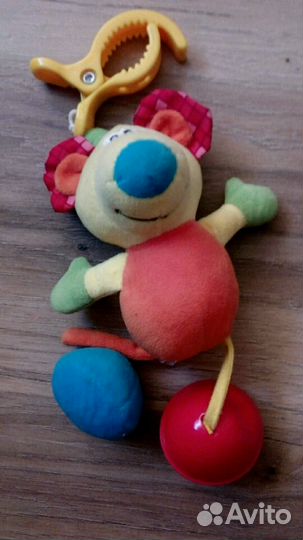 Погремушка мягкая Мышь с прищепкой