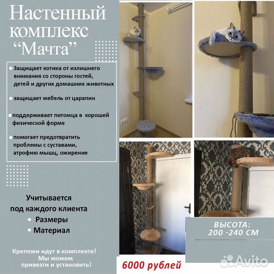 Разные настенные комплексы с гамаком - когтеточки