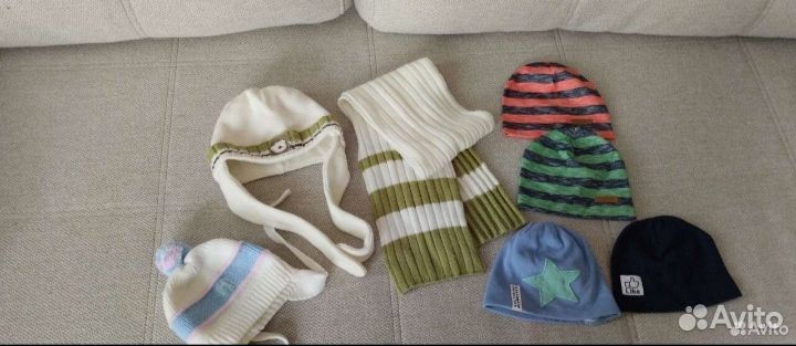Шапка+шарф весна-осень шапки хлопок на мальчика