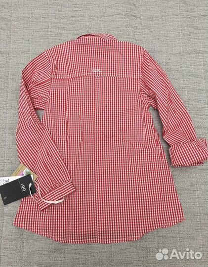 Рубашка-туника красная в клеточку, 4 года