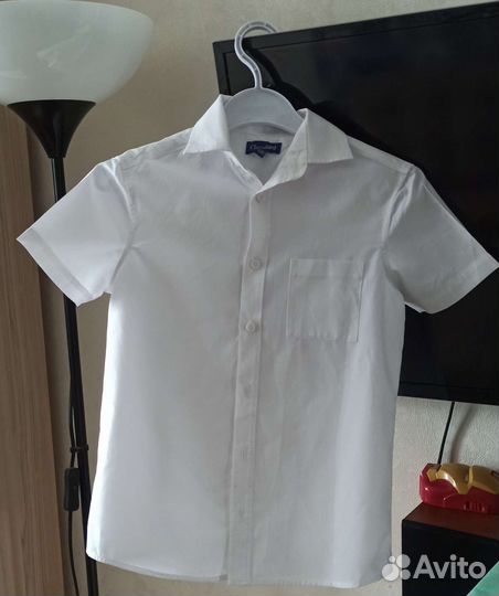 Рубашка белая на мальчика 128