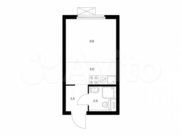 Квартира-студия, 19,8 м², 25/33 эт.