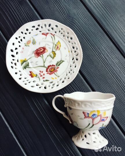Чайная пара ажурные чашка и блюдце новые