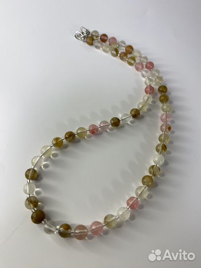 Бусы из камней кварц арбузный 45 см