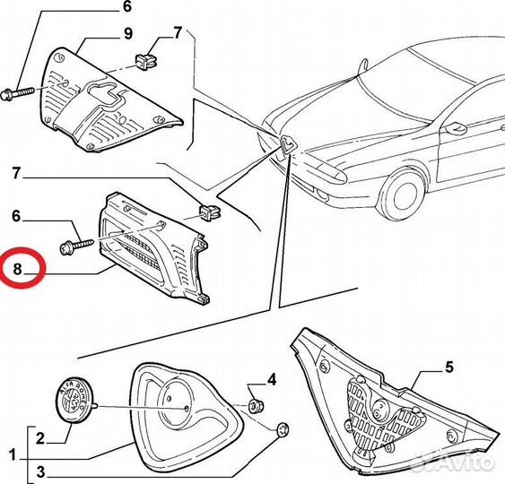 Решётка радиатора правая 156020745 Alfa Romeo 166