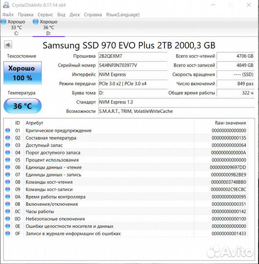 SSD Samsung 970Evo Plus 2Tb / WD Green 240Gb
