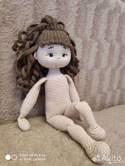Кукла вязанная ручной работы, 32см
