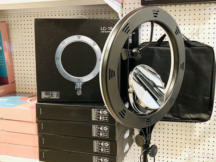 Кольцевая лампа 38см LC-16 с зеркалом