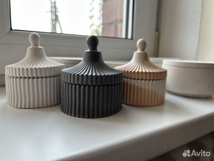 Гипсовые шкатулки подсвечники