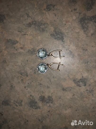 Серьги розовое золото с камнями