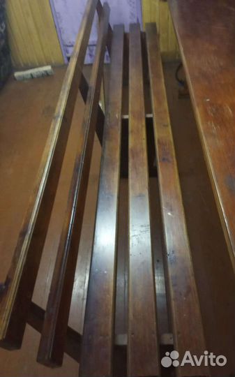 Стол обеденный из цельной древесины с 2 скамьями