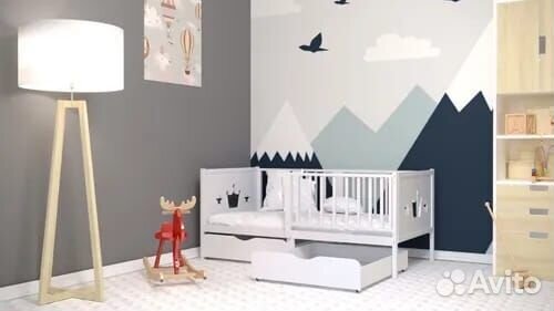 Кроватка детская Лисенок с бортиком из массива