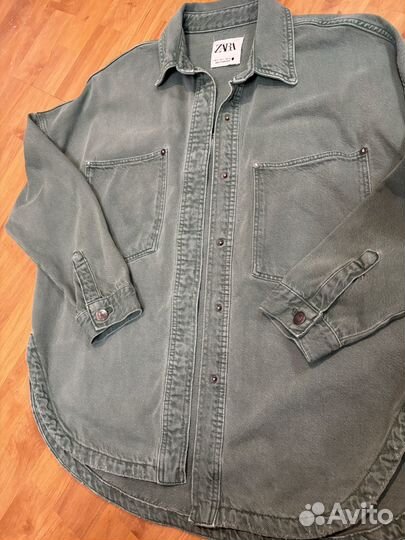 Джинсовая рубашка zara женская