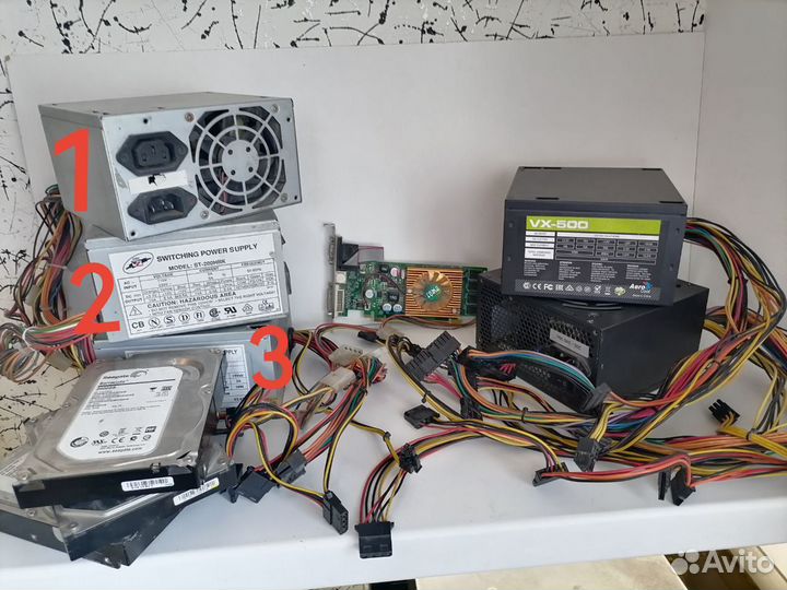 Блоки питания, жёсткие диски, видеокарта