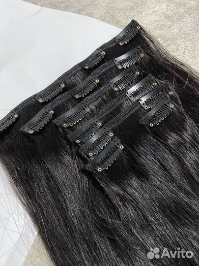Натуральные волосы на заколках 64 см