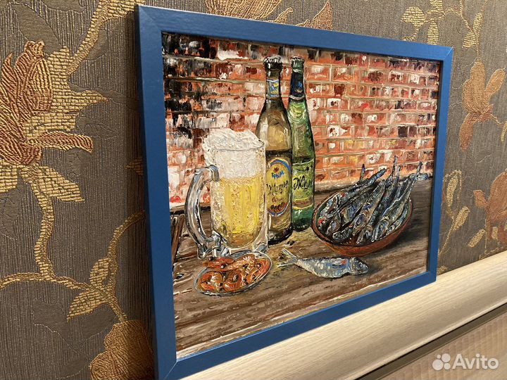 Картина маслом «Натюрморт с пивом»