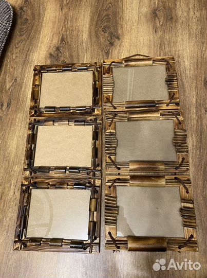 Фоторамки(две) комплект подвесные бамбук стекло де