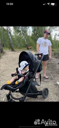 Коляска anex cross 3 в 1 черная эко кожа