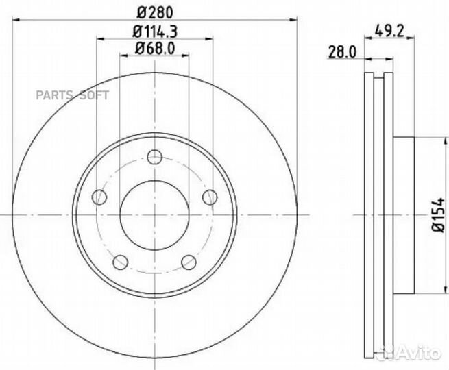 Nisshinbo ND2024 Диск тормозной передний 280x28 5