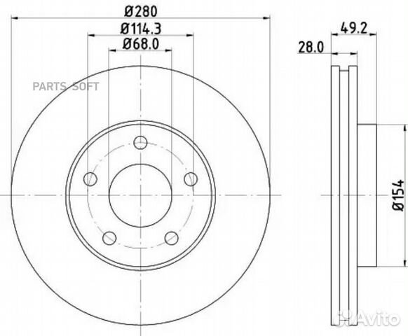 Nisshinbo ND2024 Диск тормозной передний 280x28 5
