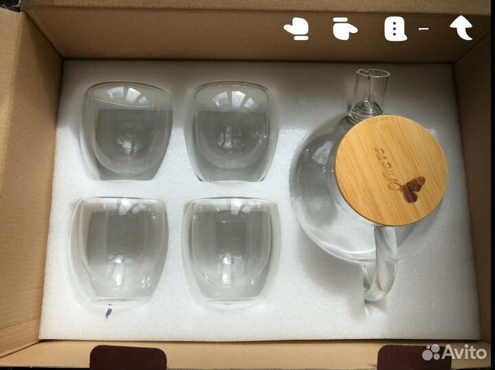 Чайник бочонок набор со стаканами