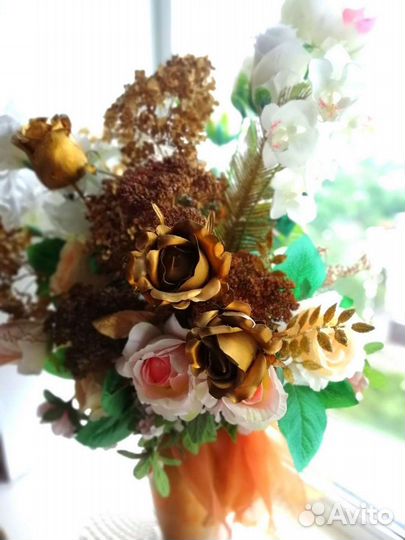 Декоративные букеты из искусственных цветов, силик