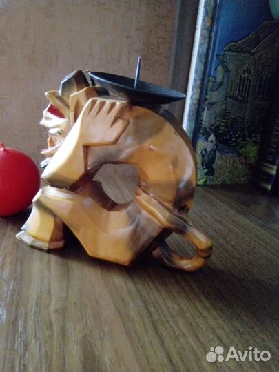 Подсвечник/ статуэтка Чёртик деревянный СССР