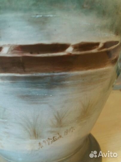 Ваза антикварная керамическая с росписью