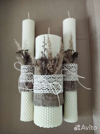 Свечи из вощины с травами, свадебное свечи